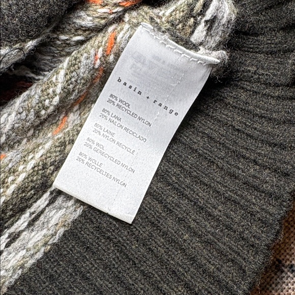 Basin + Range Fair Isle Stripe Wool Blend Crewneck Cardigan - Picture 3 of 5